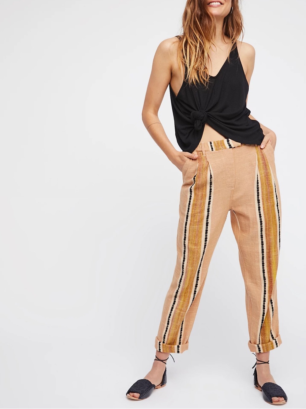 Free People Out and About Trouser Striped Pants Size 0